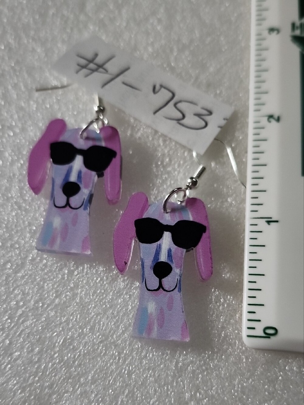 Hand Crafted Pink & Black Dog Earrings - Picture 2 of 4